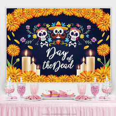 Lofaris Sugar Skull Yellow Sunflower Photo Holiday Backdrop For Family