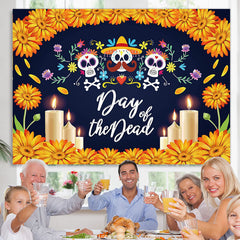 Lofaris Sugar Skull Yellow Sunflower Photo Holiday Backdrop For Family