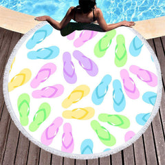 Lofaris Summer Galore Flip Flops Round Design Beach Blanket