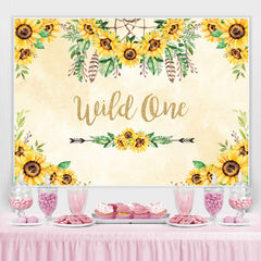 Lofaris Sunflower and Feather Wild one Yellow Birthday Backdrop