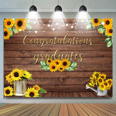 Lofaris Sunflower And Glitter Congratulation Graduate Backdrop