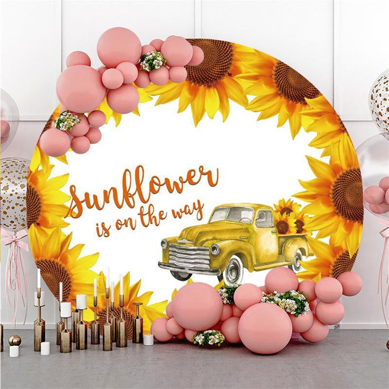 Lofaris Sunflower Is On The Way Round Happy Birthday Backdrop