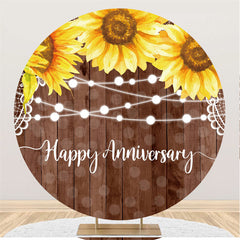 Lofaris Sunflower wooden wedding anniversariy Round backdrop