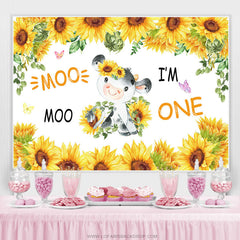 Lofaris Sunflowers And Little Cow I Am 1st Birthday Backdrop