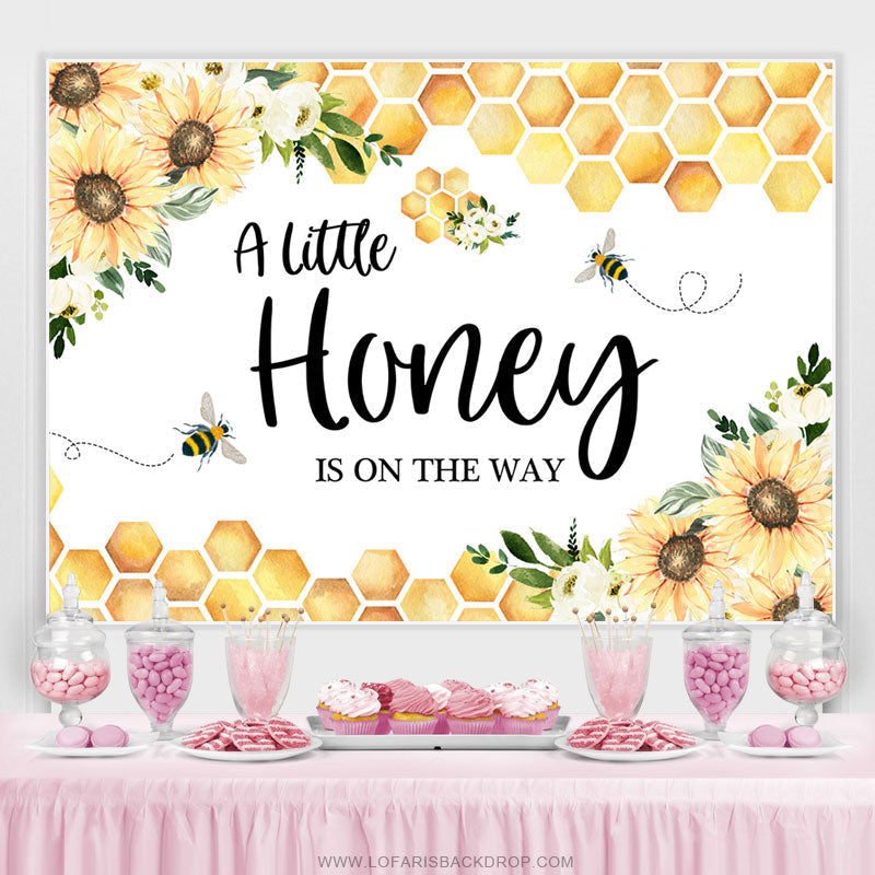 Sunflowers Little Honey Bee On The Way Baby Shower Backdrop – Lofaris