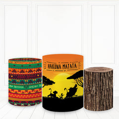 Lofaris Sunset Hakuna Matata Pedestal Cover Safari Animals Wood Pillar