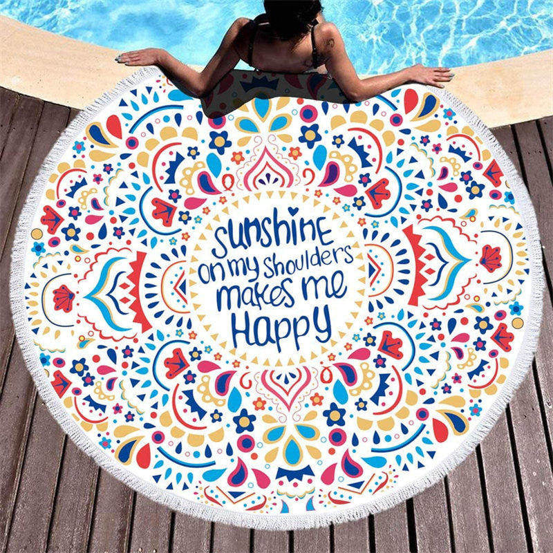 Lofaris Sunshine On My Shoulder Floral Pattern Round Beach Towel