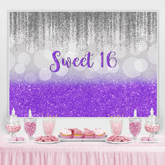 Lofaris Sweet 16 Purple and Gray Glitter Bokeh Birthday Backdrop