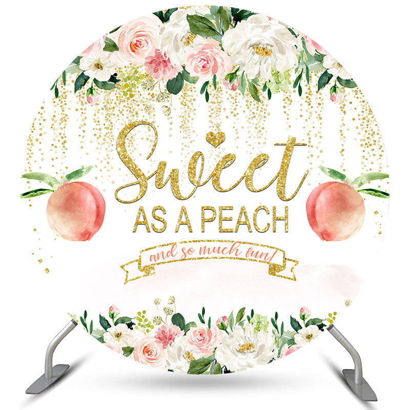 Lofaris Sweet As A Peach And So Much Fun Round Backdrop For Girl