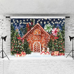 Lofaris Sweet Candy And Red House Backdrop For Chrismas Party