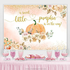 Lofaris Sweet Floral Pumpkin Is On The Way Baby Shower Backdrop