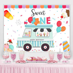 Lofaris Sweet One Ice Cream Balloon Birthday Backdrop For Boy