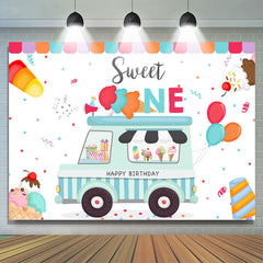 Lofaris Sweet One Ice Cream Balloon Birthday Backdrop For Boy