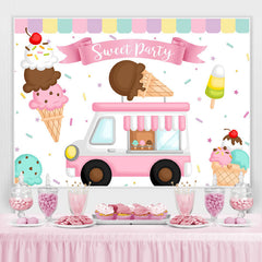 Lofaris Sweet Party Ice Cream Theme Baby Girl Birthday Backdrop