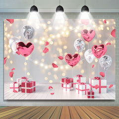 Lofaris Sweet Pink Heart Balloon Happy Valetines Day Backdrop