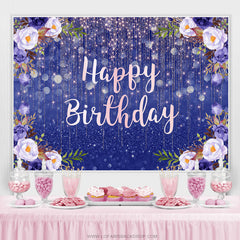 Lofaris Sweet Purple Flower Bokeh Happy Birthday Backdrop