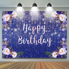 Lofaris Sweet Purple Flower Bokeh Happy Birthday Backdrop