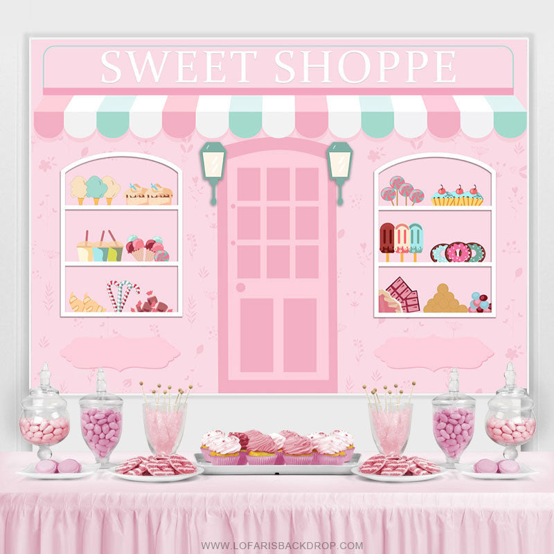 Sweet Shoppe Baby Pink Candyland Happy Birthday Backdrop – Lofaris