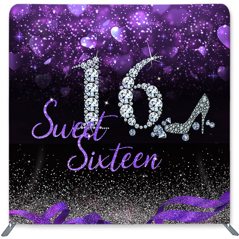 Lofaris Sweet Sixteen Glitter Double-Sided Backdrop for Birthday