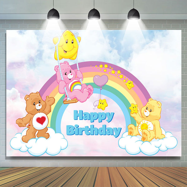 Lofaris Lovely Care Bear Rainbow Sky Birthday Backdrop | Cake Smash Backdrop | Custom Backdrop for Birthday Party | Cocomelon Birthday Backdrop