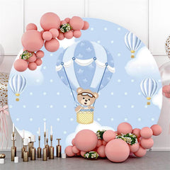 Lofaris Teddy Bear Cloud Round Baby Shower Backdrop For Boy