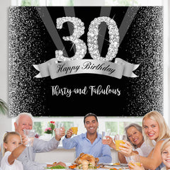 Lofaris Thirty and Fabulous Silver Bokeh 30th Birthday Backdrop