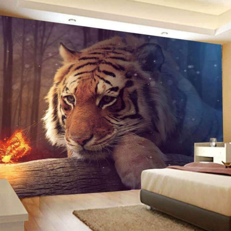 Lofaris Tiger And Light Butterfly Animal 3D Printed Wall Tapestry