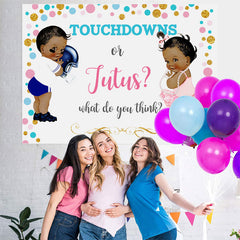 Lofaris Touchdowns Or Jutus White Baby Shower Backdrop For Twins