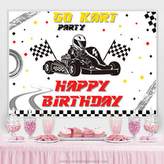 Lofaris Track Flag Happy Birthday Backdrop For Kart Party