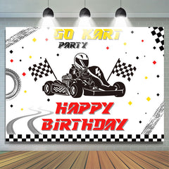 Lofaris Track Flag Happy Birthday Backdrop For Kart Party