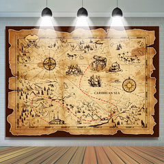 Lofaris Treature Map Kraft Paper Pirate Party Adventure Backdrop For Kids