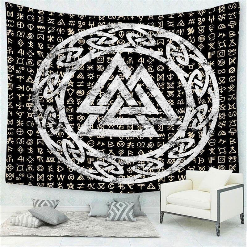 Lofaris Trippy Divination Black And White Geometric Wall Tapestry