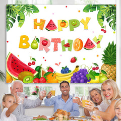 Lofaris Tropical Fruit Summer Happy Birthday Backdrop For Kids