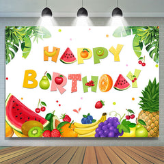 Lofaris Tropical Fruit Summer Happy Birthday Backdrop For Kids