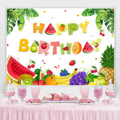 Lofaris Tropical Fruit Summer Happy Birthday Backdrop For Kids