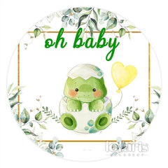 Lofaris Turtle Greeny Leaves Balloon Round Baby Shower Backdrop