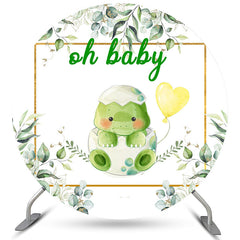 Lofaris Turtle Greeny Leaves Balloon Round Baby Shower Backdrop