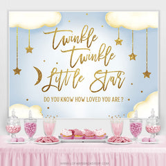 Lofaris Twinkle Glitter Star Cloud Blue Baby Shower Backdrop