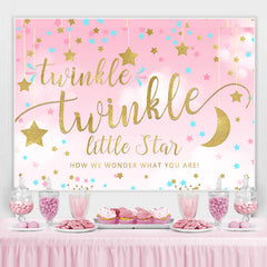 Lofaris Twinkle Little Star Pink Baby Shower Backdrop For Party