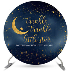 Lofaris Twinkle Star Dark Blue Circle Baby Shower Backdrop