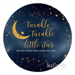 Lofaris Twinkle Star Dark Blue Circle Baby Shower Backdrop