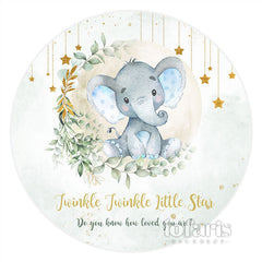 Lofaris Twinkle Star Round Cute Elephant Baby Shower Backdrop