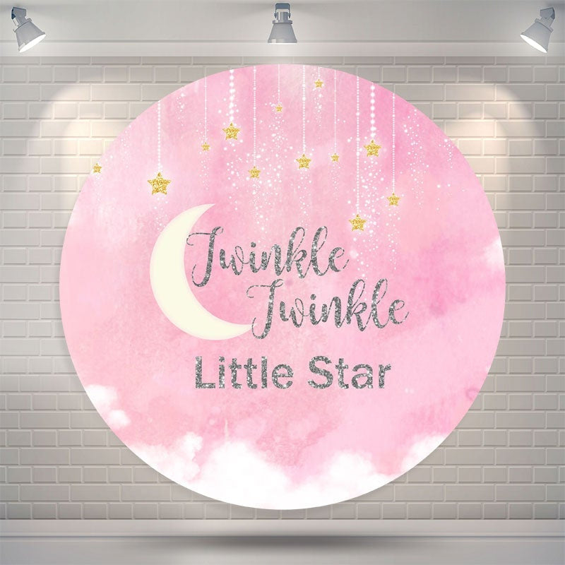 Lofaris Twinkle Themed Pink Girl Baby Shower Round Backdrop