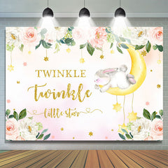 Lofaris Twinkle Little Star Floral Baby shower Backdrop