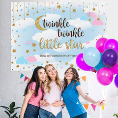 Lofaris Twinkle Little Star Glitter Baby Shower Backrop