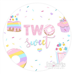 Lofaris Two Sweet Donut Candy Land Circle Birthday Backdrop