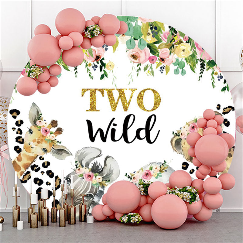 Lofaris Two Wild Animals Jungle Circle Baby Shower Backdrop