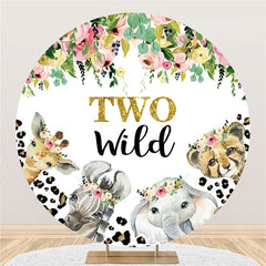 Lofaris Two Wild Animals Jungle Circle Baby Shower Backdrop