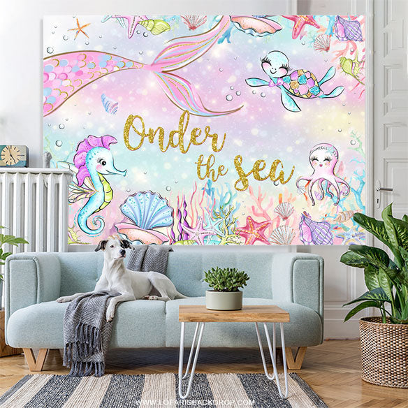 Under The Sea Mermaid Happy Birthday Backdrop For Girls Lofaris 3304