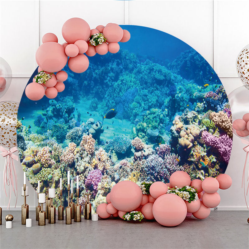 Lofaris Underwater Coral Reef And Fish Round Backdrop For Summer